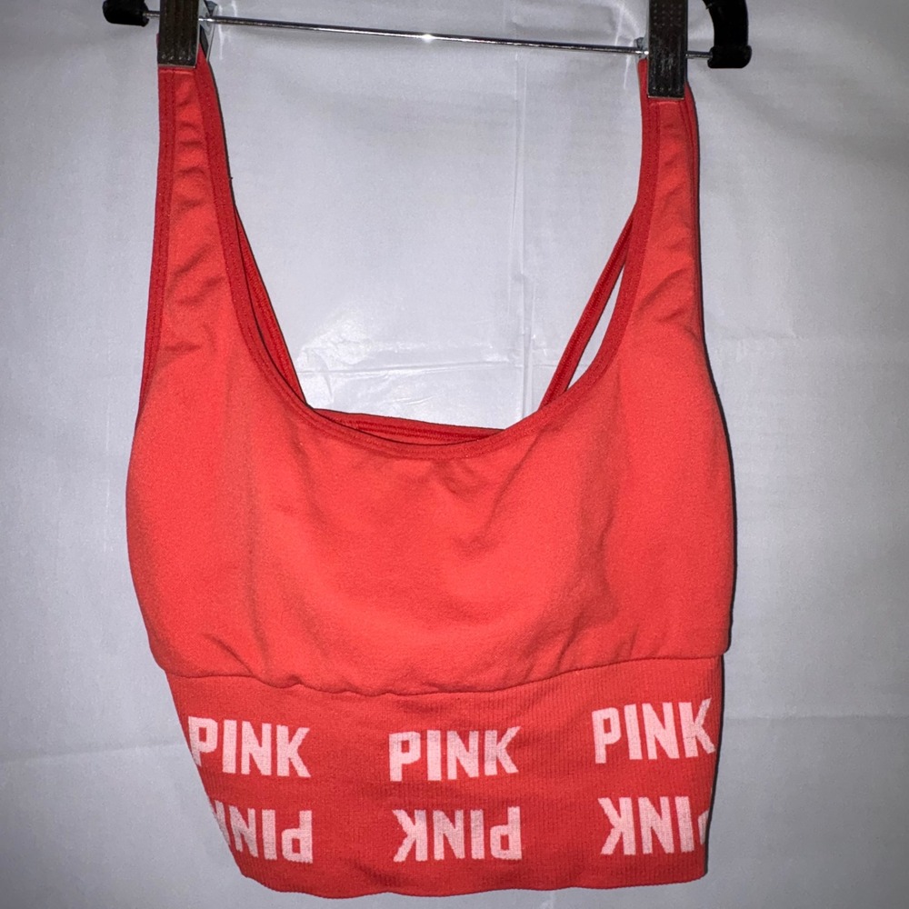Pink Victorias Secret Active Seamless Crop Sports Bra Coral Orange Small